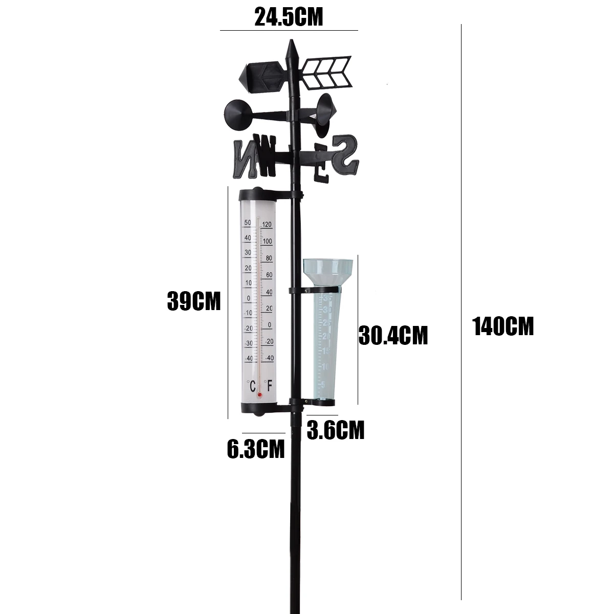 Multifunction Outdoor Garden Weather Station Meteorological Measurer Vane Tool Wind Rain Gauge Temperature Instruments