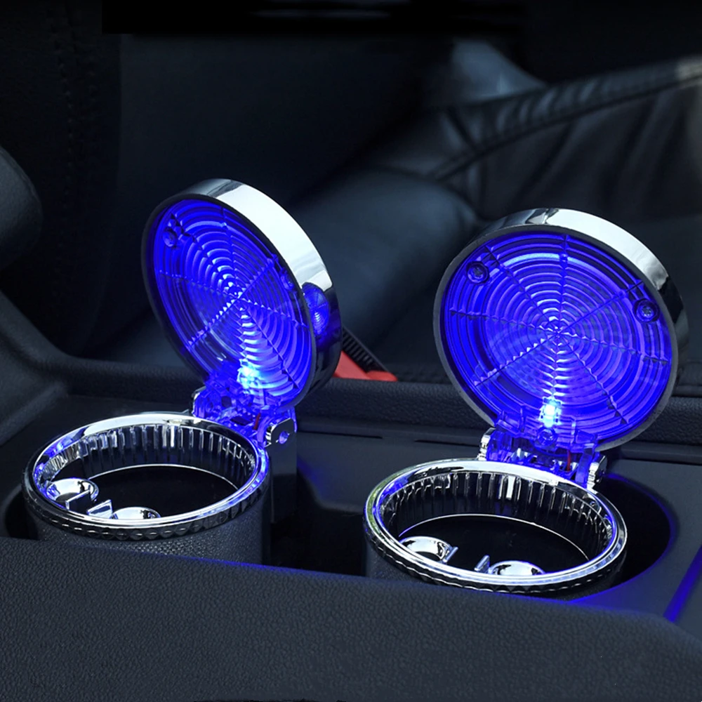 Car Ashtray with LED Light Cigar Ashtray Container Gas Bottle Smoke Cup Holder 