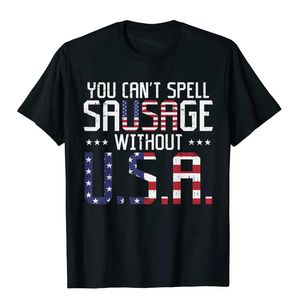 You Cant Spell Sausage Without USA Funny 4th Of July Gift T-Shirt__B14151black