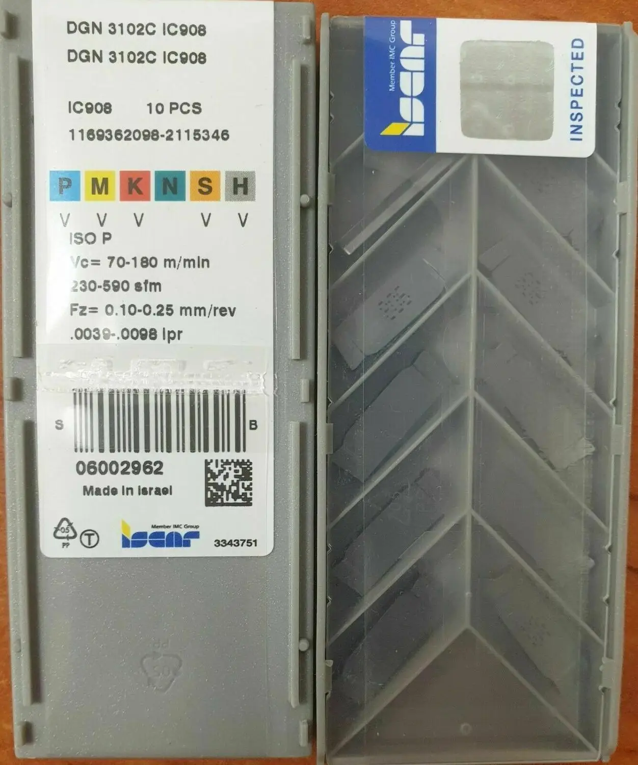 ISCAR 10 шт. твердосплавная вставка DGN3102C IC908