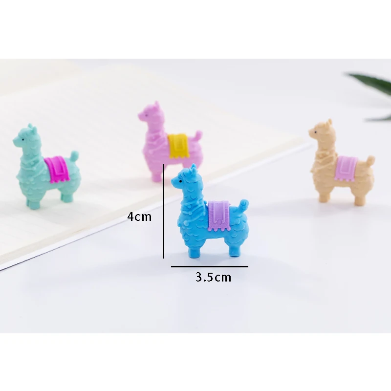 36pcs Alpaca Pencil Eraser Cute Cartoon sheep Rubber Eraser For Kids Girls Gifts Novelty School Stationery Correction Supplies