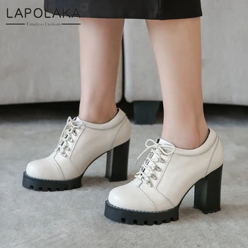 

Lapolaka 2020 Hot Sale Big Size 42 British Style Concise Shoes Woman Pumps Female Platform Chunky High Heels Office Lady Pumps