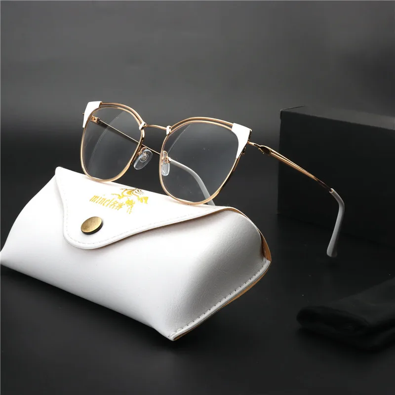 Кошачья оправа для женщин, простые металлические очки в оправе при близорукости, оптические прозрачные брендовые дизайнерские очки FML