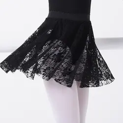 Новая Черная кружевная эластичная балетная юбка для танцев, Детские Балетные танцевальные костюмы для девочек