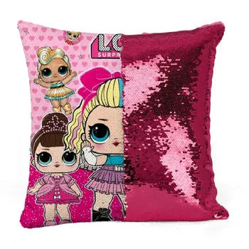 

40*40cm Original lol surprise doll New pillow case two color sequins cartoon pillow case surprise doll cushion cover
