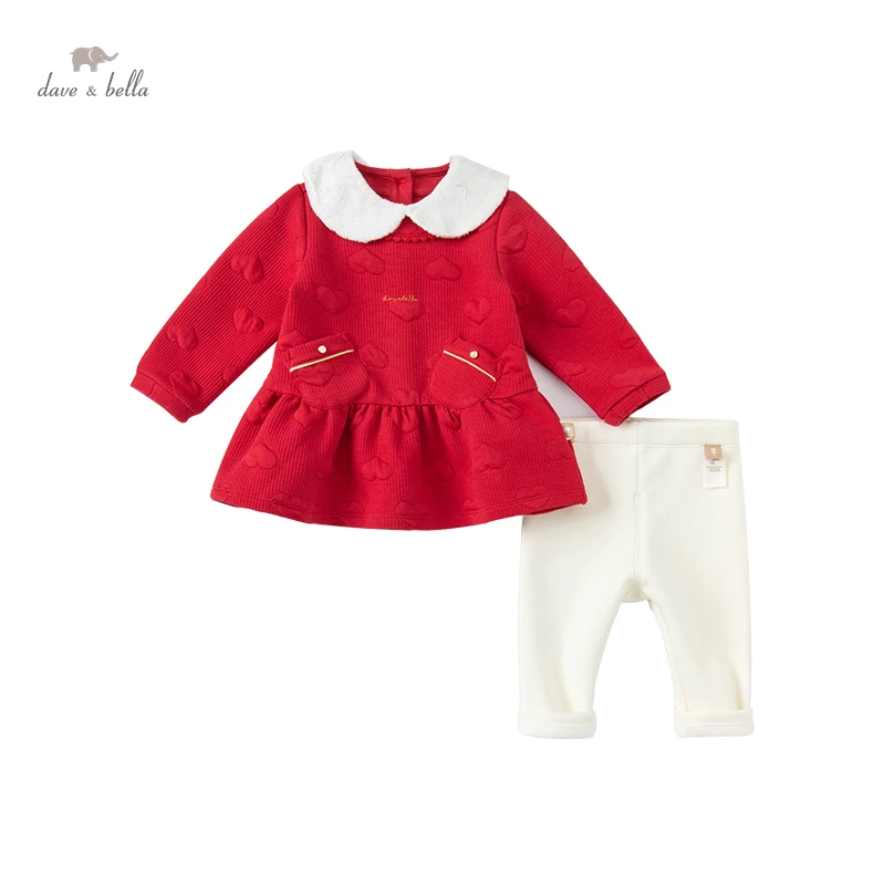 

DB18947 dave bella autumn baby girls fashion cartoon draped clothing sets kids girl cute sets children 2pcs suit