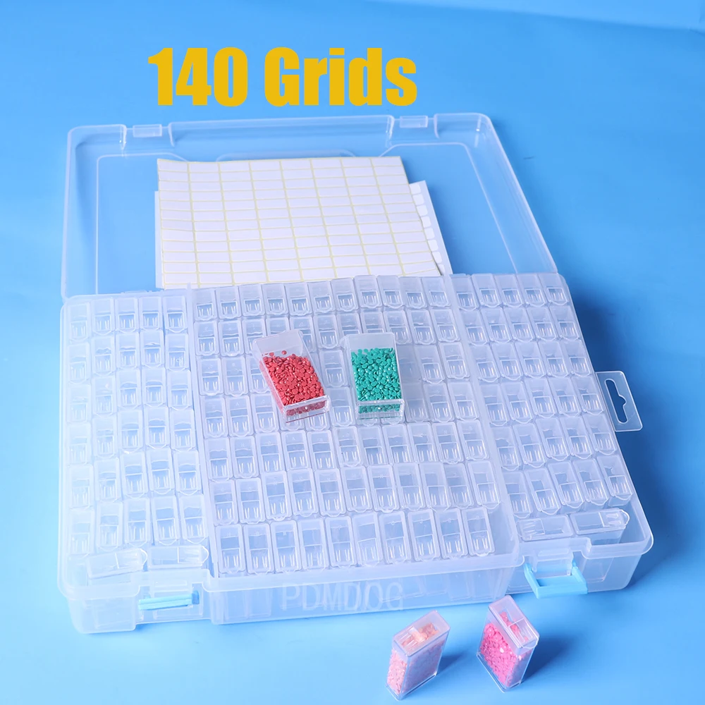 28/140/64/124 Grid 5D Diamond Painting Accessories Storage Box Diamond  Painting Drill Storage Box Transparent Organizer Containe