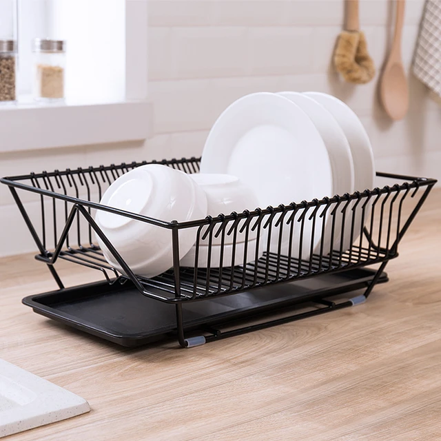 Double-layer Dish Drying Rack with Drip Tray Kitchen Sink Storage Space  Saver Kitchen Counter Organizer Tableware Drainboard - AliExpress