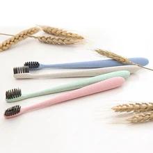 1 шт. портативная мягкая бамбуковая зубная щетка из древесного угля с чехлом пшеничная соломенная Ручка Ультра тонкая Щетина зубная щетка Чистый Язык для путешествий