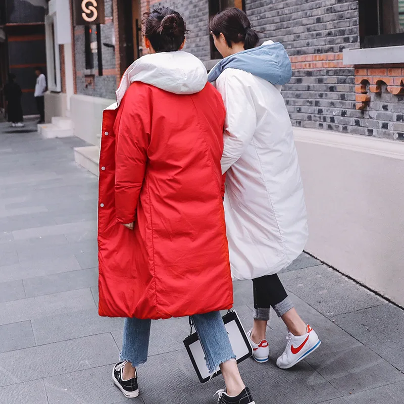 

Reversible Cotton Coat Women's Mid-length 2018 Winter New Style Korean-style Fashion Best Friend-Double-Sided over-the-Knee down