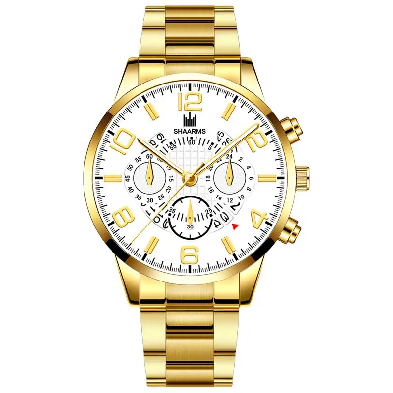 

Reloj Hombre Luxury Gold Watch Stainless Steel Band Quartz Wristwatch Male Man Fashion Business Watches Relogio Masculino