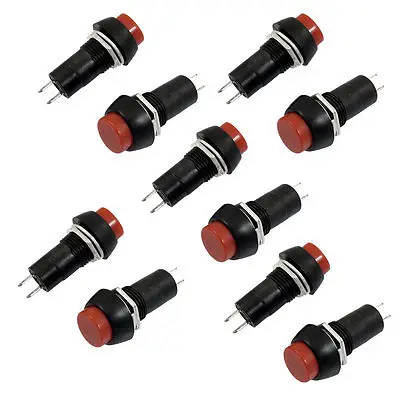 

10 Pcs SPST Red Round Locking Panel Mount Push Button Switch AC 250V 3A