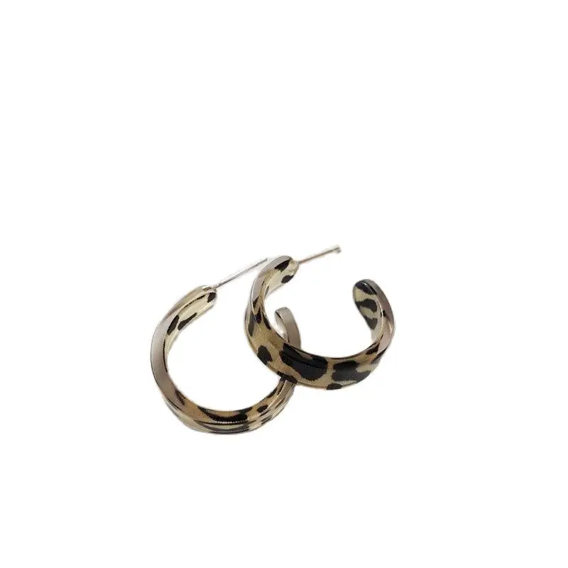 Fashion Leopard Print Geometric Resin Hoop Earrings Vintage Handmade Stud for Women Girls Party Gifts Jewelry | Украшения и