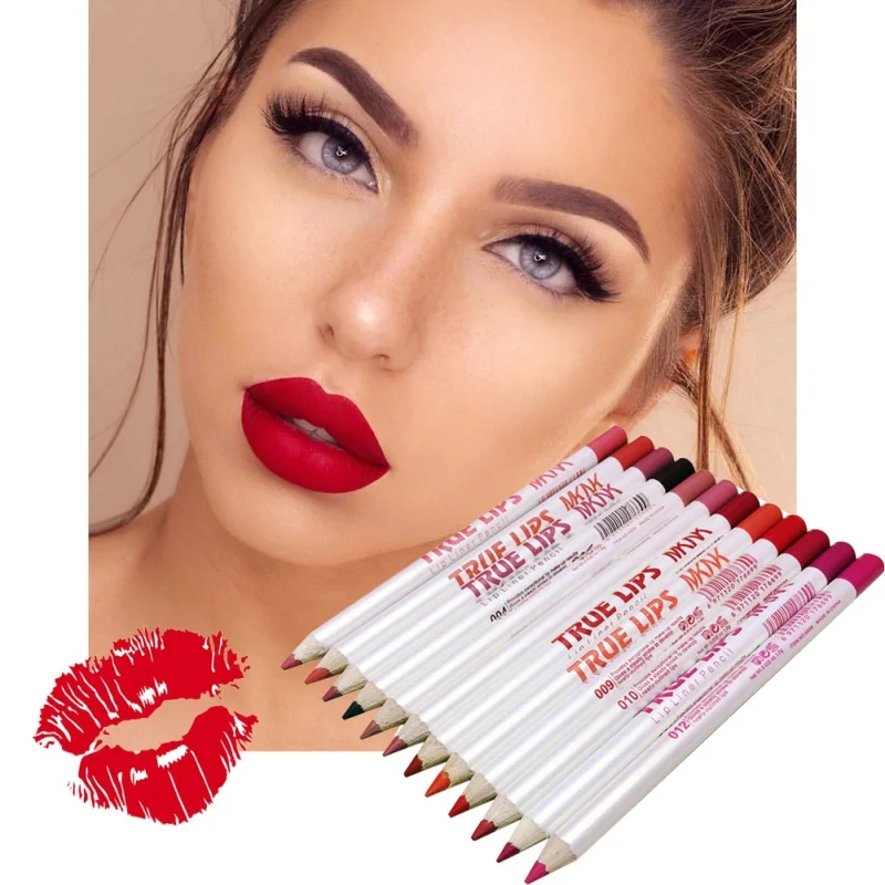 12 Colors Lip Liner Set Waterproof Lip Liner Pencil Makeup Lip Beauty Product Cosmetic Lady Gift
