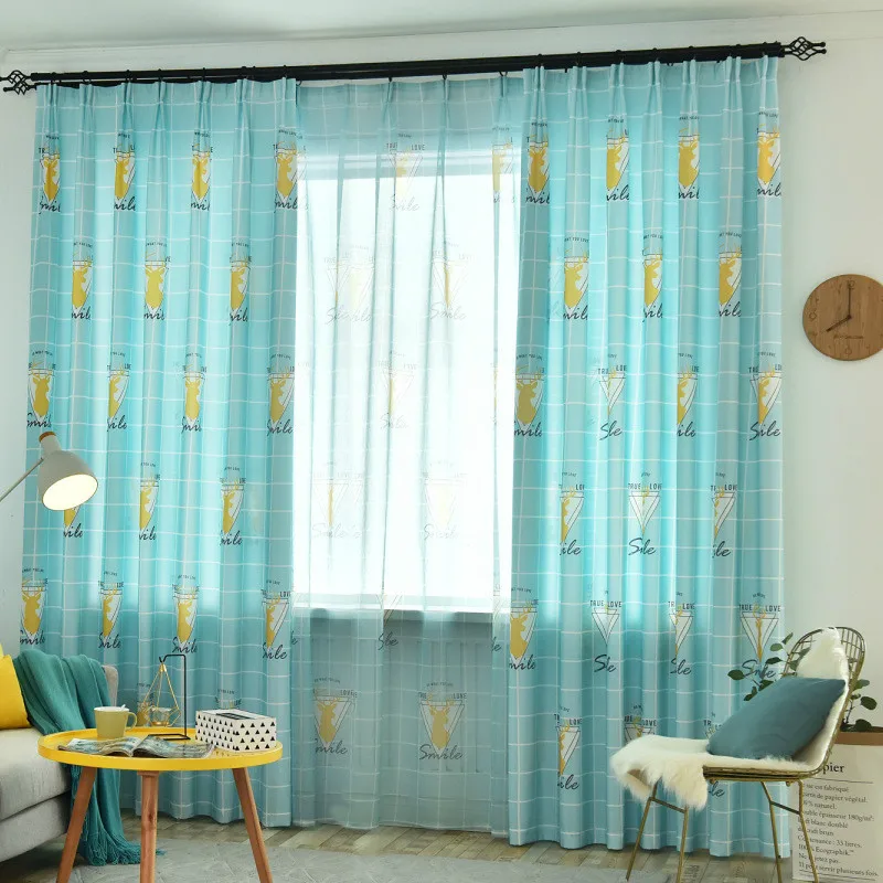 

Geometric Modern Curtains for Children's Room Simplicity Nordic Net Red Curtains for Living Dining Room Bedroom