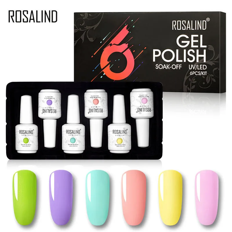 

ROSALIND Gel Nail Polish Set 15ML Hybrid Varnishes UV Gel All For Manicure Base And Top Coat For Nail Art Acrylic Gel Polish