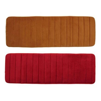 

2 Pcs 120X40cm Absorbent Nonslip Memory Foam Kitchen Bedroom Door Floor Mat Rug Carpet , Khaki & Date-Red
