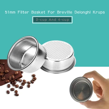 

2/4Cup 51mm Coffee Filter Non Pressurized Filter Basket For Breville Delonghi Filter Krups Coffee Products Kitchen Accessories