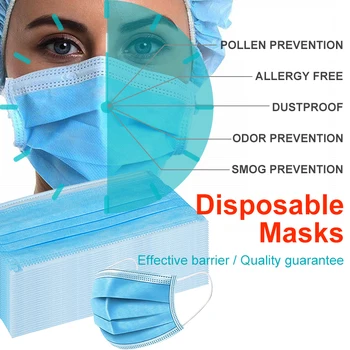 

50 Pcs Mask Disposable Nonwove 3 Layer Ply Filter Mask mouth Face mask filter safe Breathable dustproof Protective masks
