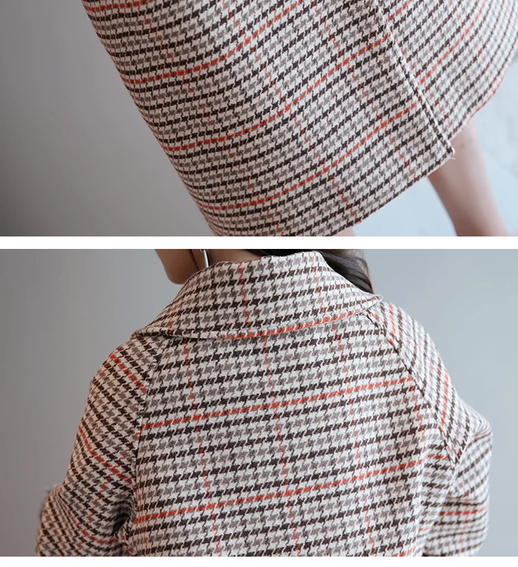 Autumn New Style Popular Plaid Hepburn Wind Mao Duffle Coat Women's Mid-length over-the-Knee off Season Woolen Jacket Fashi