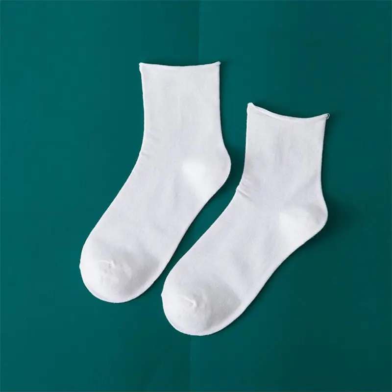 Новые модные женские хлопковые носки 1 пара с манжетами из хлопка, весенние повседневные длинные дышащие женские носки для школьниц