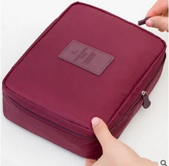 Outdoor travel nylon beautician Makeup box waterproof makeup organizer bathroom Storage Box ladies portable bath hook wash Bag - Цвет: Wine Red
