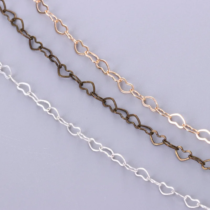 

1Meter 3.2mm Necklace Chain Silver Gold Copper Heart Link Chains Bracelet for Jewelry Making DIY Handmade Craft Wholesale