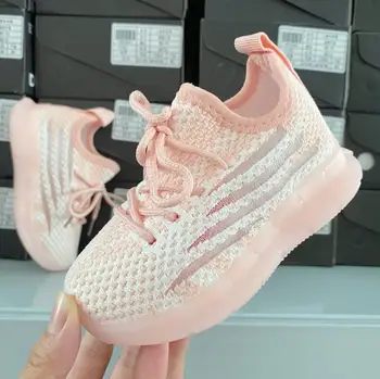 

2020 Autumn new fashionable net breathable sports running shoes For Girls Boys Rubber Bottom Children shoes brand kids shoes
