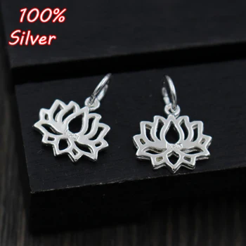 

2pcs Authentic 925 Sterling Silver Color Charm Manual Lotus Pendant Fit Bracelets & Bangles DIY Women Jewelry Accessories