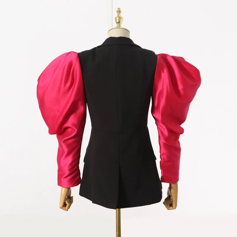 Цветной Женский блейзер в стиле пэтчворк с длинным рукавом и высокой талией, модная одежда для офиса, Женское пальто