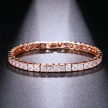 MOONROCY розовое золото цвет CZ браслет кристалл геометрические вечерние ювелирные изделия для женщин и девочек Прямая поставка