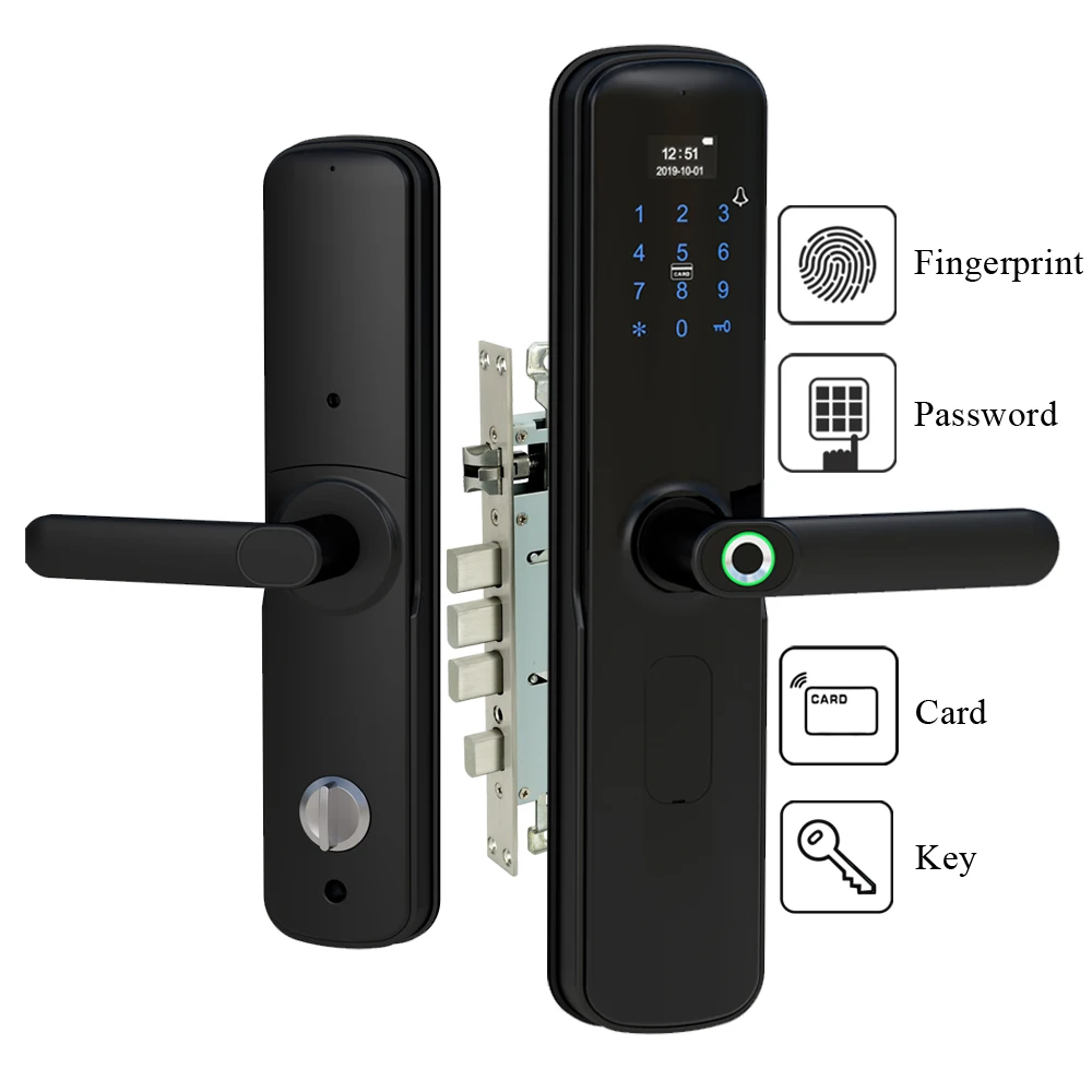 Smart Keyless Biometric Fingerprint Door Lock With Touch Screen Keypad Combination Password Card Unlocking Way