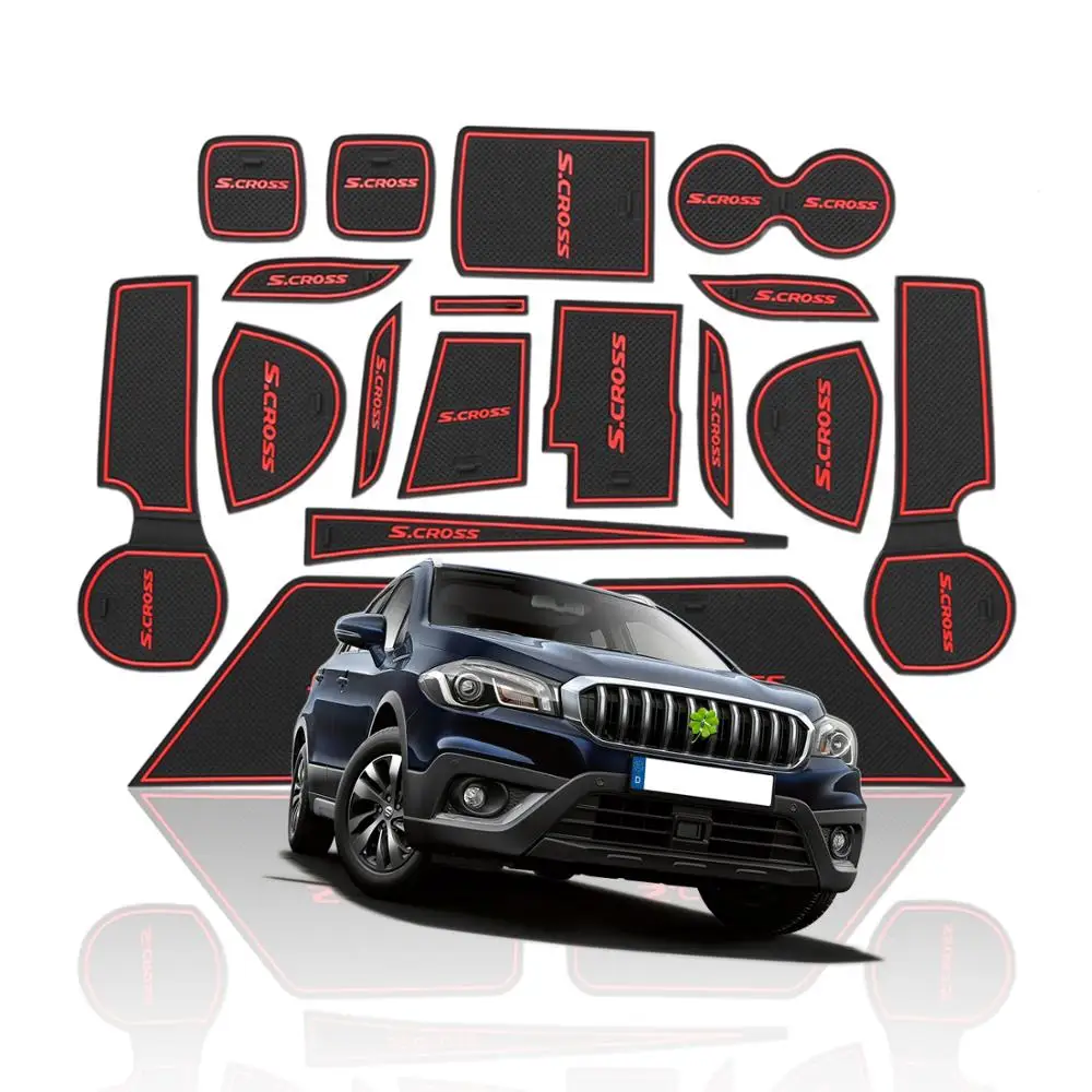 RUIYA нескользящий пылезащитный коврик для двери для Maruti Suzuki S-Cross, Автомобильный интерьер, слот для ворот, подлокотник, коврики для хранения