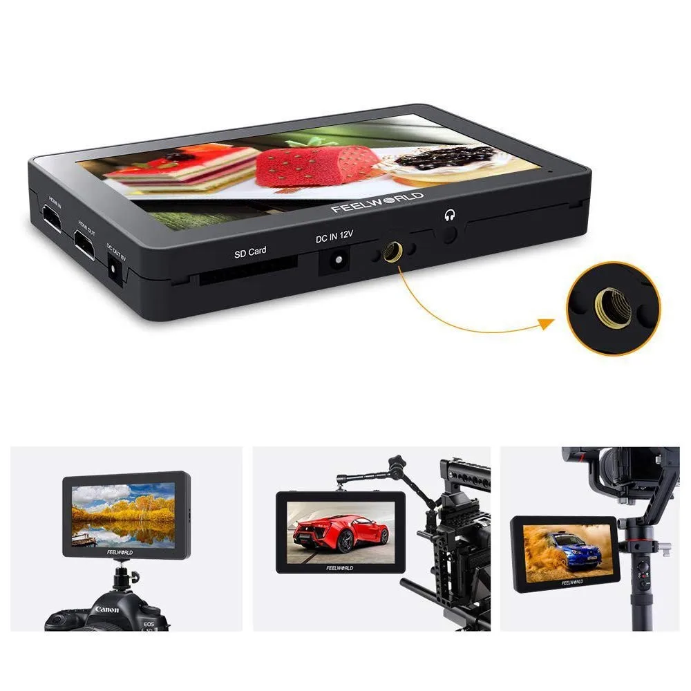 Feelworld камера монитор F6 Plus 5 дюймов 3D Lut сенсорный экран 4K HDMI IPS FHD 1920X1080 для DSLR