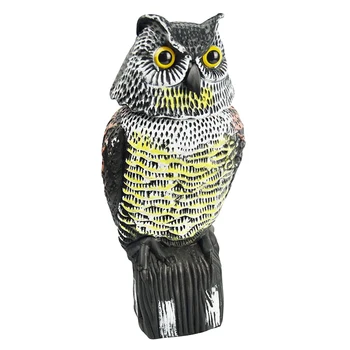 

Outdoor Garden Yard Make Sounds Scarecrow Owl Statue Pest Deterrent Patio Realistic 360 Rotate Head Fake Scare Birds Home Decor