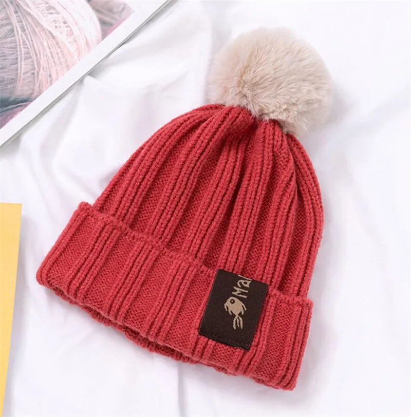 Kids Winter Warm Hat And Scarf Child Ribbed Knitted Pom Pom Cap Scarves 2 Piece Set Baby Girl Boys Accessories 6-36 month