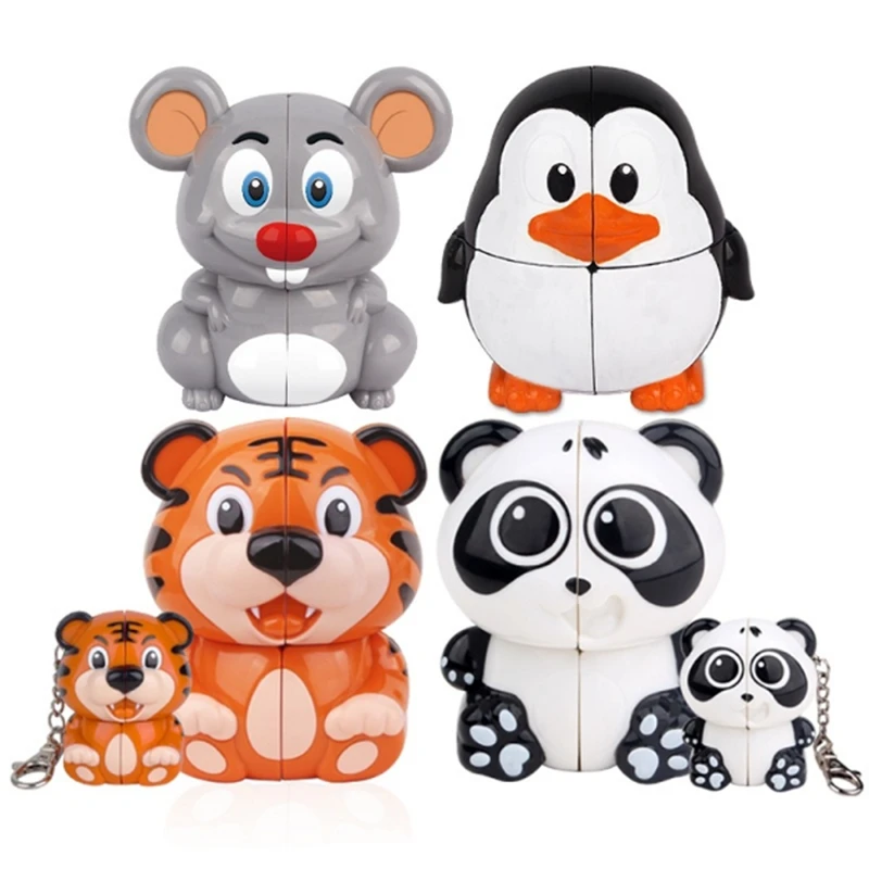 

Animal Cube Puzzle Panda Tiger Mouse Penguin Stress Toys Magic Cubes Kid Toys Key Chain Strange-shape Magic Cube Antistress gift