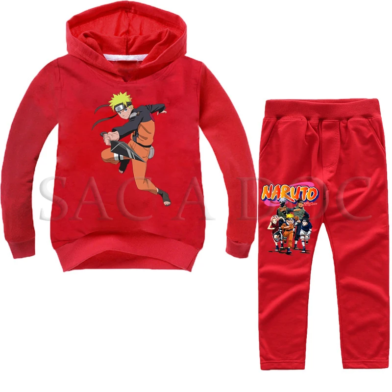 

Children's Set New Naruto Print Toddler Baby Spring Autumn Casual Tracksuit Kids Boys Girls Sweatshirt +Pans 2pcs Suit Hoodies