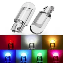 

2/5/10x W5W T10 LED Lamp Car Bulb Epoxy Resin Cob 12V 6000K 7 Colors Wedge License Plate Lamp Dome Indicator Reading Light White