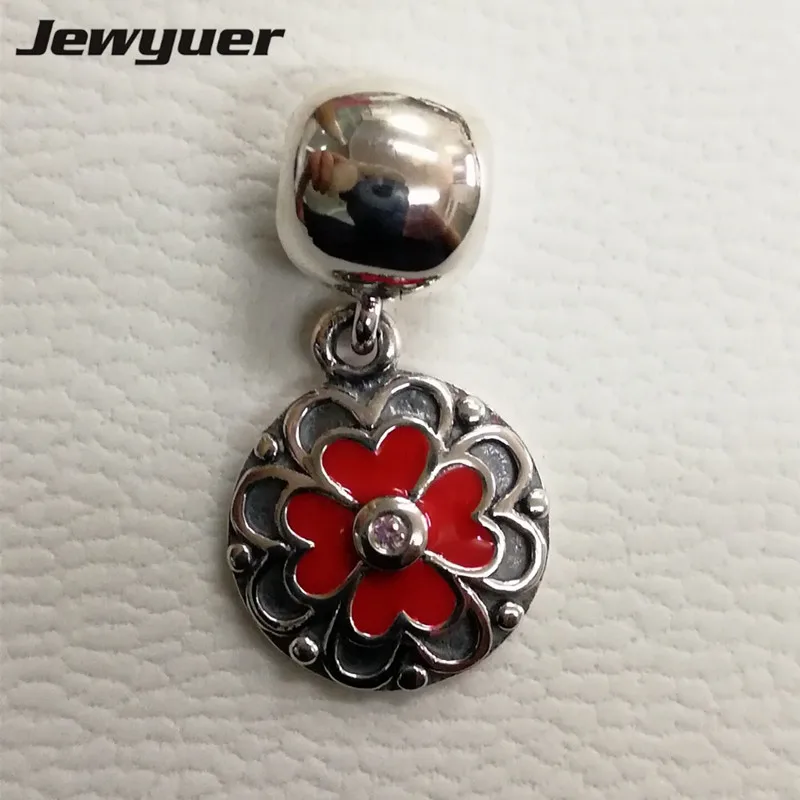 KT017 925 Geranium clips clasp charms Sterling Silver fine jewelry Fit bead Charm Bracelet DIY for women Memnon Jewyuer KT017 - Gem Color: KT017