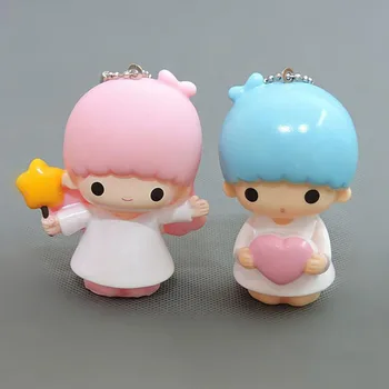 

1 Pcs Cartoon Little Twin Stars Figures Toys PVC Keychain Angel Girl Figure Dolls Keyring Bag Pendant Toys Gifts