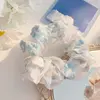 Sweet Embroidery Flowers Mesh Scrunchies Women Romantic Pink Blue Hair Rope Transparent Tulle Organza Hair Ties Hair Accessories ► Photo 2/6