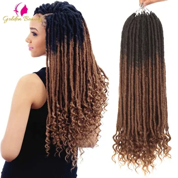 Soul Goddess Faux Locs Crochet Braids Hair Soft Natural Synthetic Braids Dreadlocs 20" 18Strands/Pack With End Curly Extensions 1