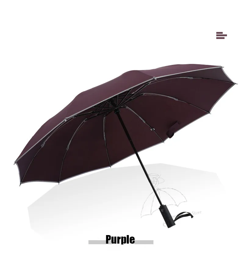 Reverse Design Business Umbrella For Man Large Windproof Automatic Umbrella Rain Woman 10K Three Folding Gifts Male Parapluie
