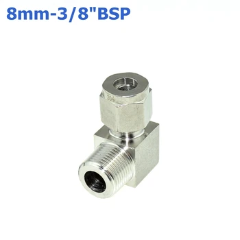 

2Pcs 3/8" BSPT Male Thread x 8MM Double Ferrule Tube Compression Elbow Fitting Male Thread Connector PT Stainless Steel 304