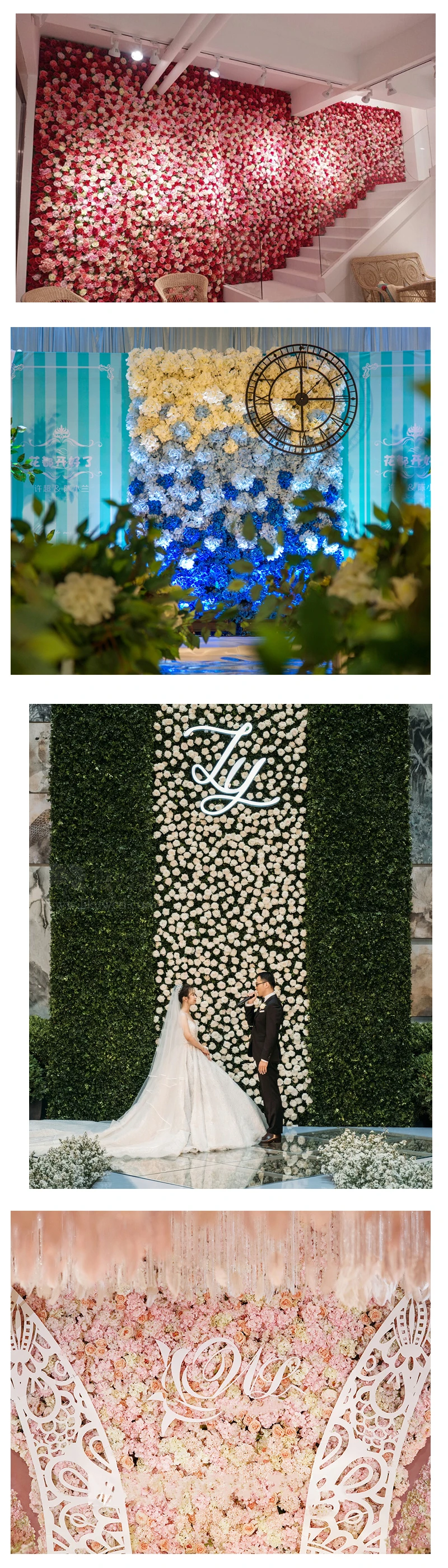 JAROWN Artificial Flower Wall Wedding Background Wall Decor Silk Fake Floral Photo Backdrop Window Shop Party Layout Flower Rows (116)