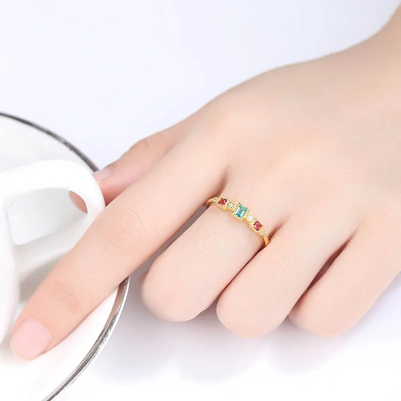 Jellystory 925 пробы Серебряное кольцо с прямоугольным креативным Изумрудным цирконием, кольца с драгоценными камнями для женщин, модное ювелирное изделие, свадебный подарок