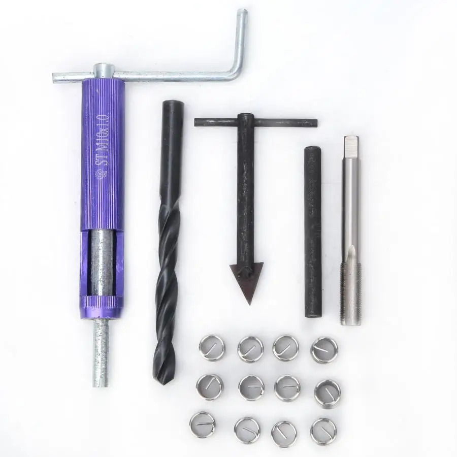 

Thread Repair Insert Thread Repair Kit M10 x 1 with 12Pcs Threaded Insert Removal Hand Tool for Mechanical Maintenance
