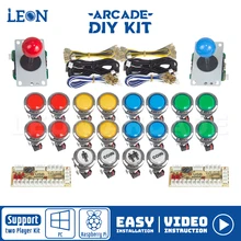 Diy Arcade Game Kit For 2 Player Zero Delay Usb Encoder 5 Pin 8 Way Arcade Joystick Chrome Plating Illuminated Arcade Button Led