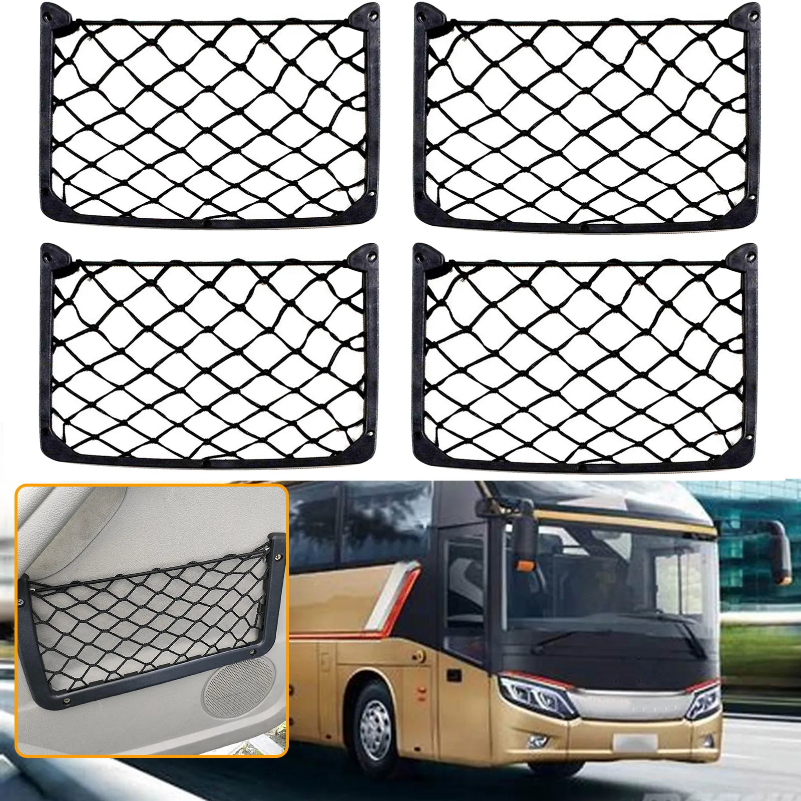 

Car Storage Net 8"X12" Large Size ABS Plastic Netting Bag Organizer for Car Frame Stretch Mesh Net Universal Cargo with Screws